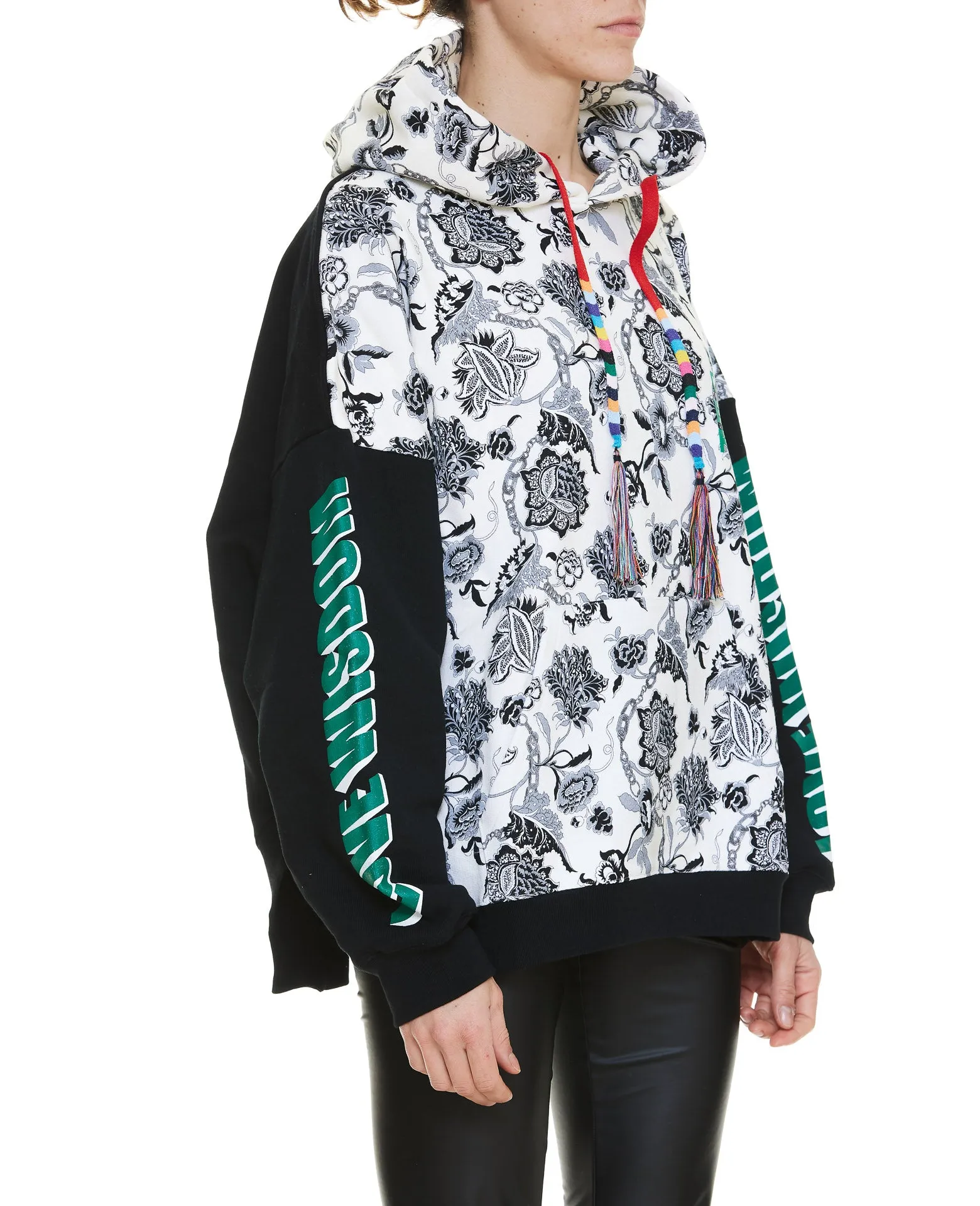 Etro Logo Embroidered Floral Print Panelled Hoodie