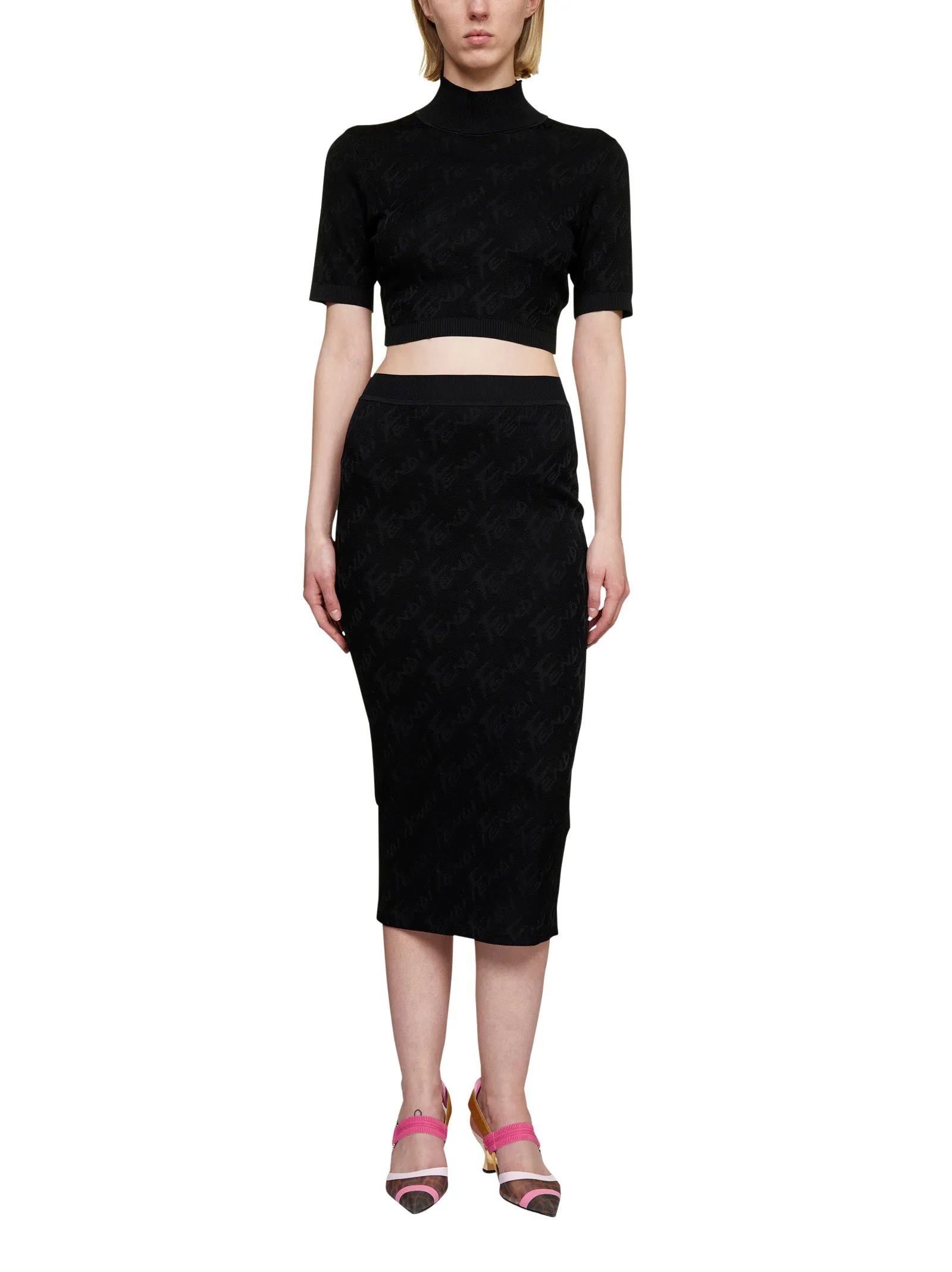Fendi All-Over Fendi Brush Logo Top
