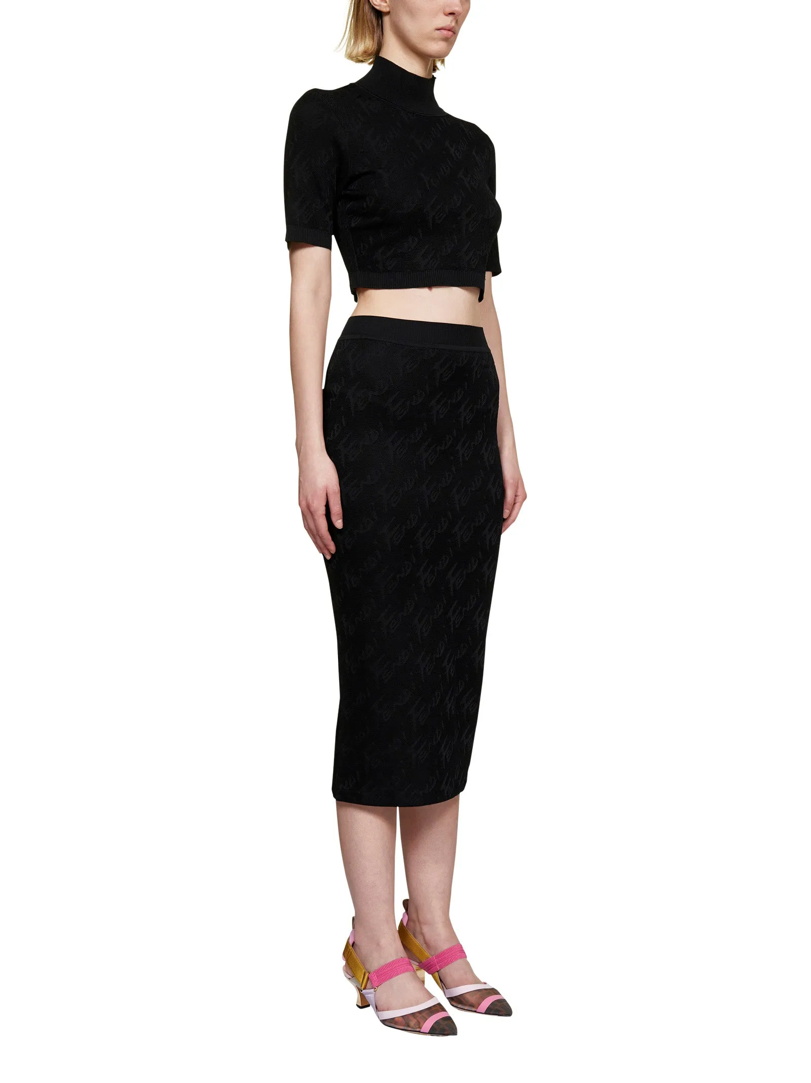 Fendi All-Over Fendi Brush Logo Top