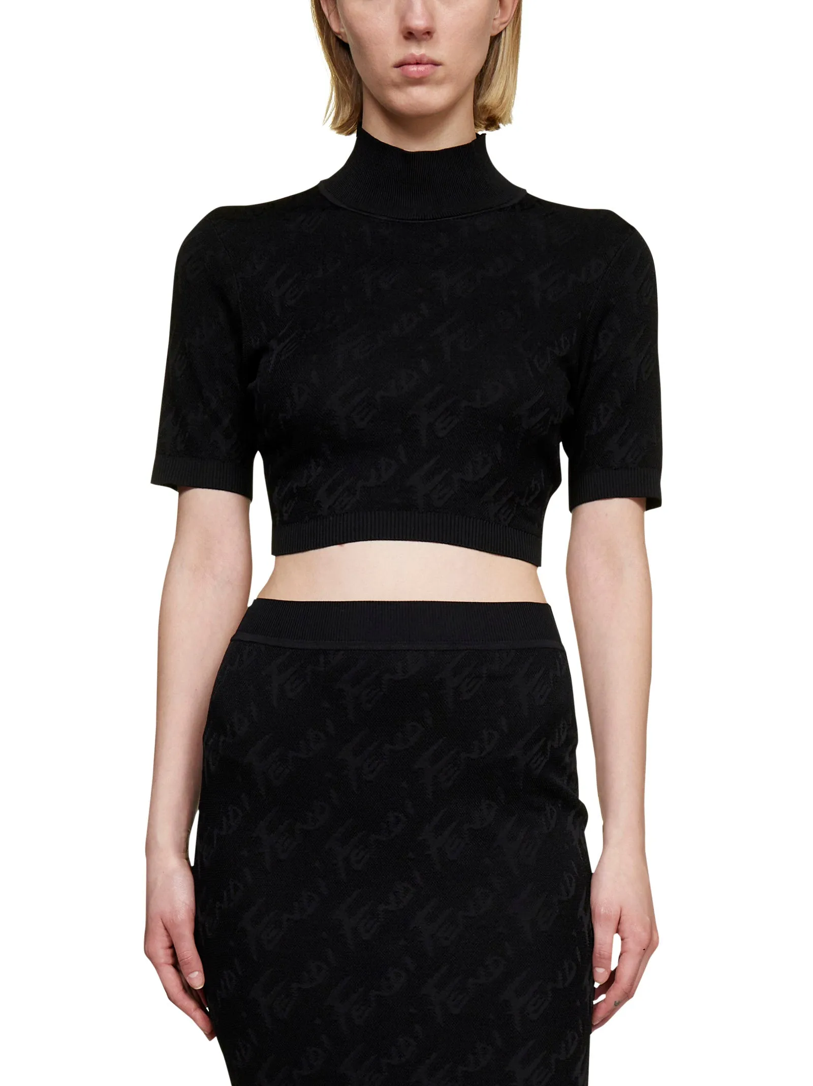 Fendi All-Over Fendi Brush Logo Top