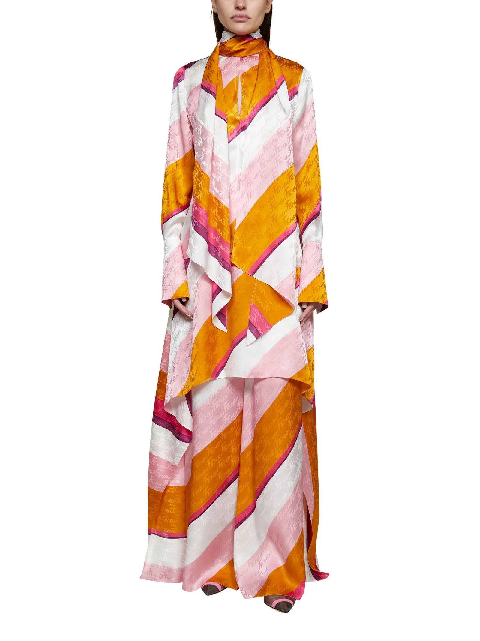 Fendi FF Color-Block Long-Sleeved Shirt