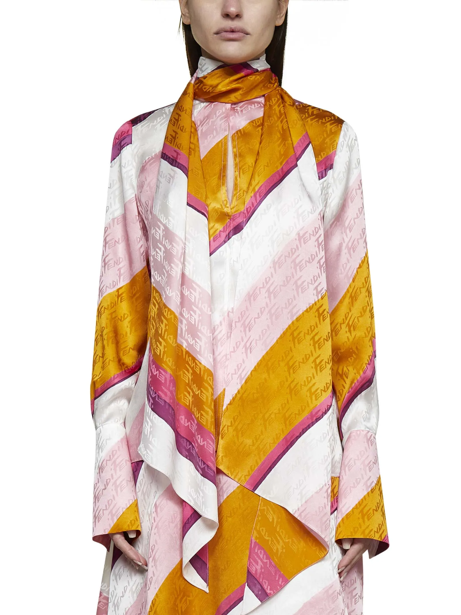 Fendi FF Color-Block Long-Sleeved Shirt