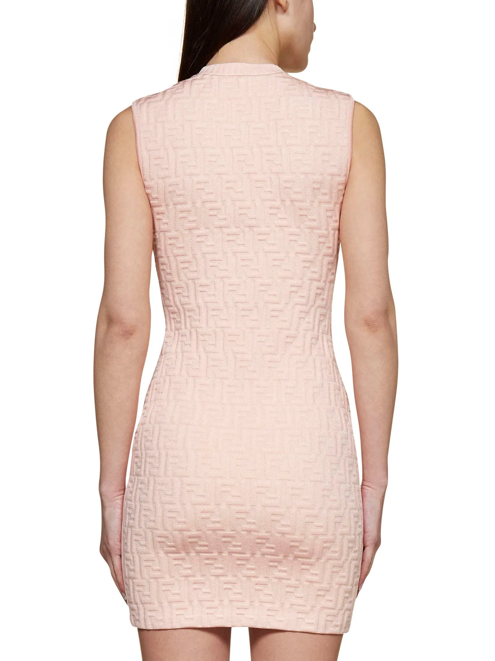 Fendi FF Embossed Sleeveless Midi Dress
