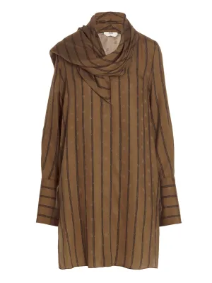 Fendi FF Karligraphy Striped Shirt Dress