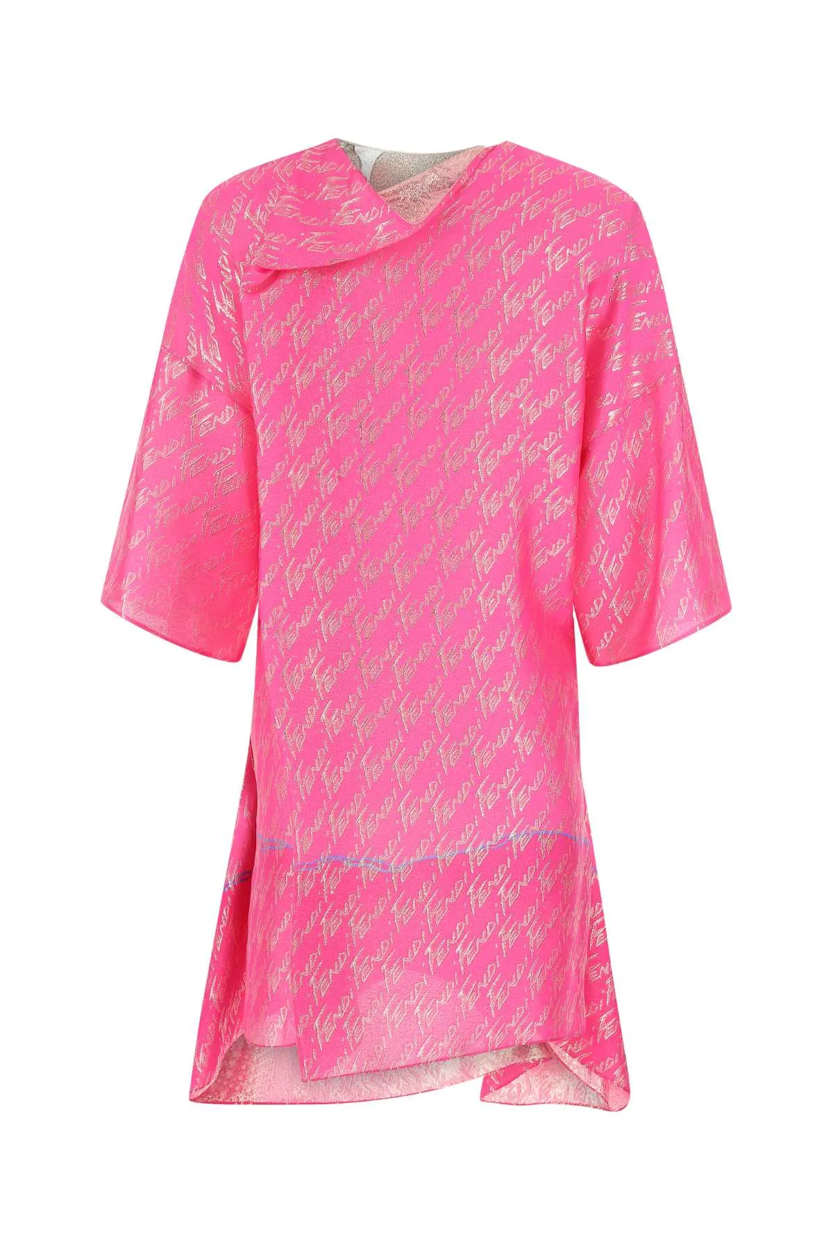 Fendi Prinetd Crewneck Mini T-Shirt Dress