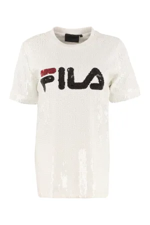 Fila Allover Sequin Logo Embellished Crewneck T-Shirt