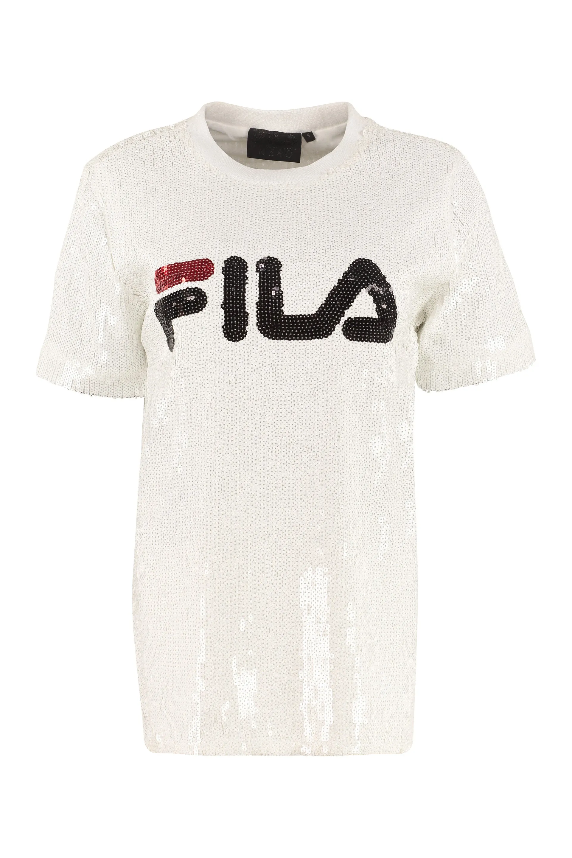 Fila Allover Sequin Logo Embellished Crewneck T-Shirt