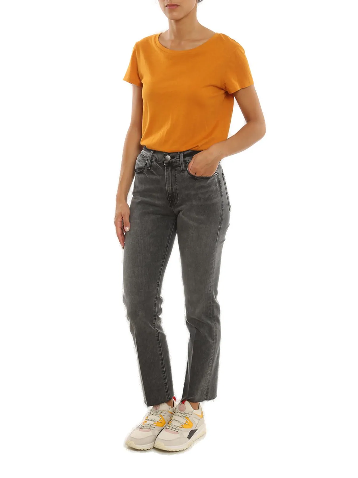 Frame High-Waisted Faded Cropped Jeans
