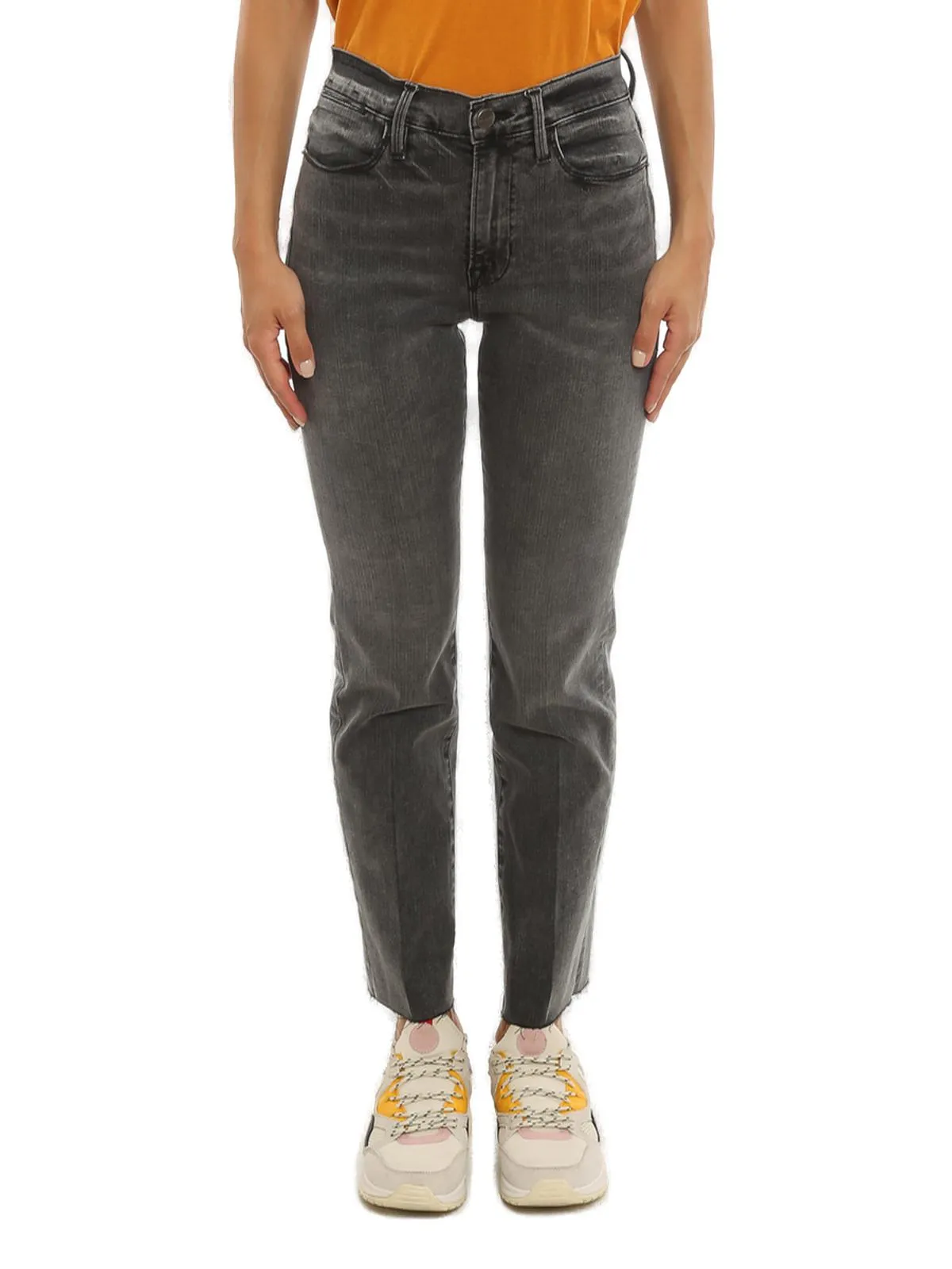 Frame High-Waisted Faded Cropped Jeans