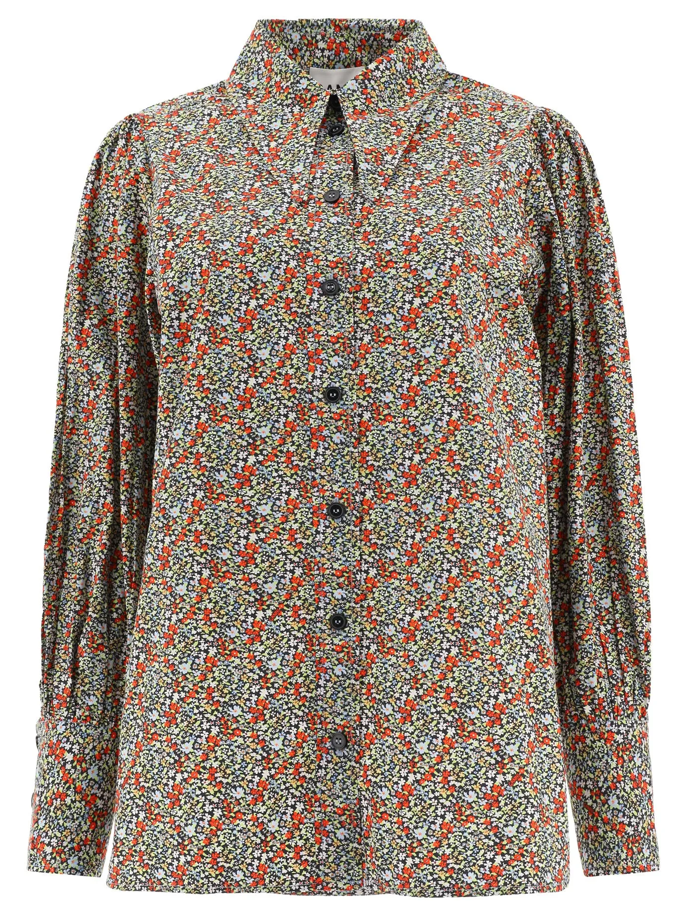 Ganni Allover Floral Print Long-Sleeved Shirt