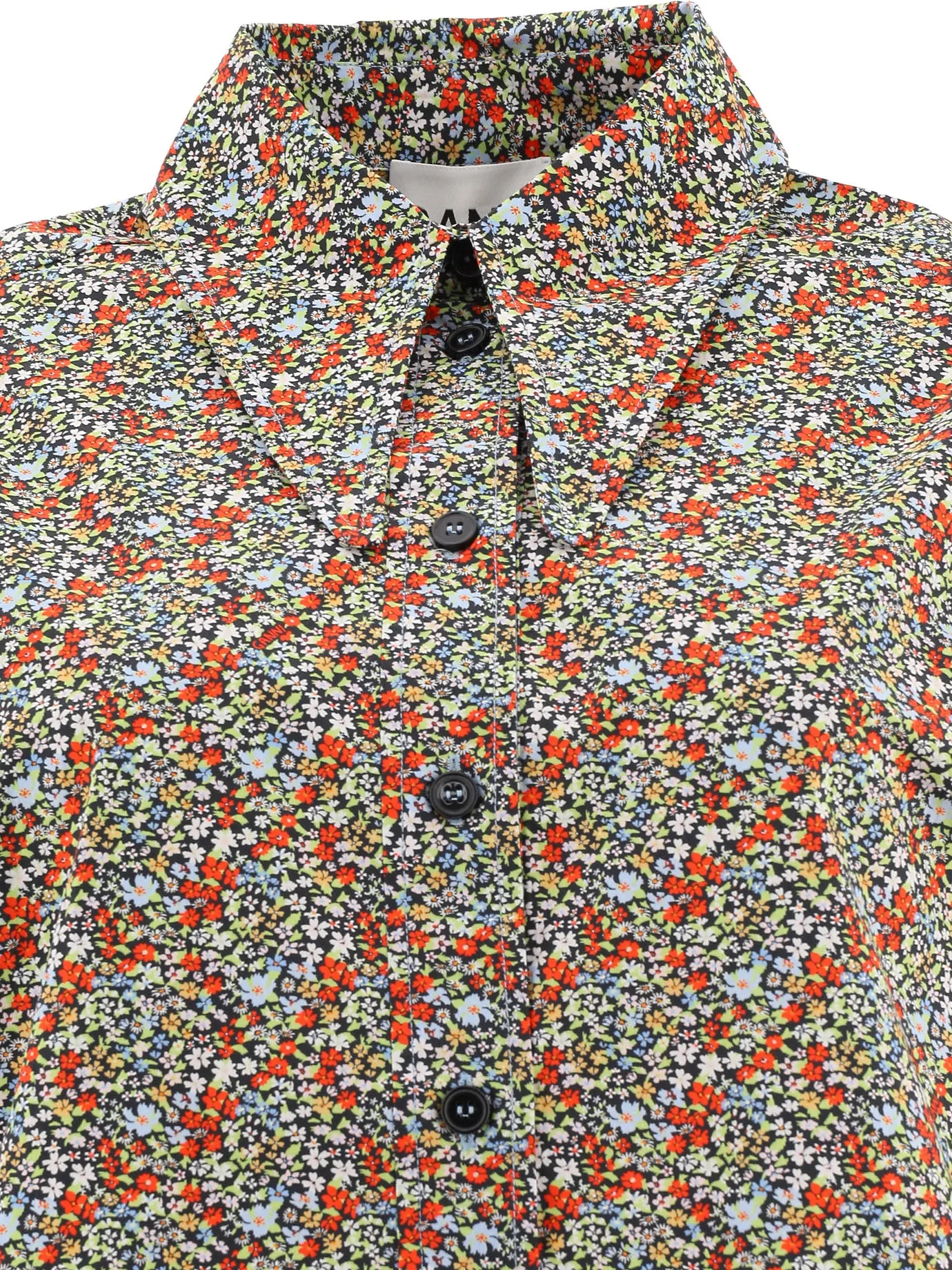 Ganni Allover Floral Print Long-Sleeved Shirt