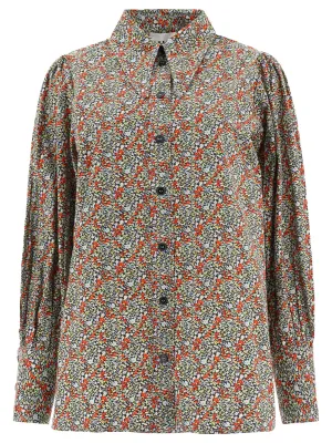 Ganni Allover Floral Print Long-Sleeved Shirt