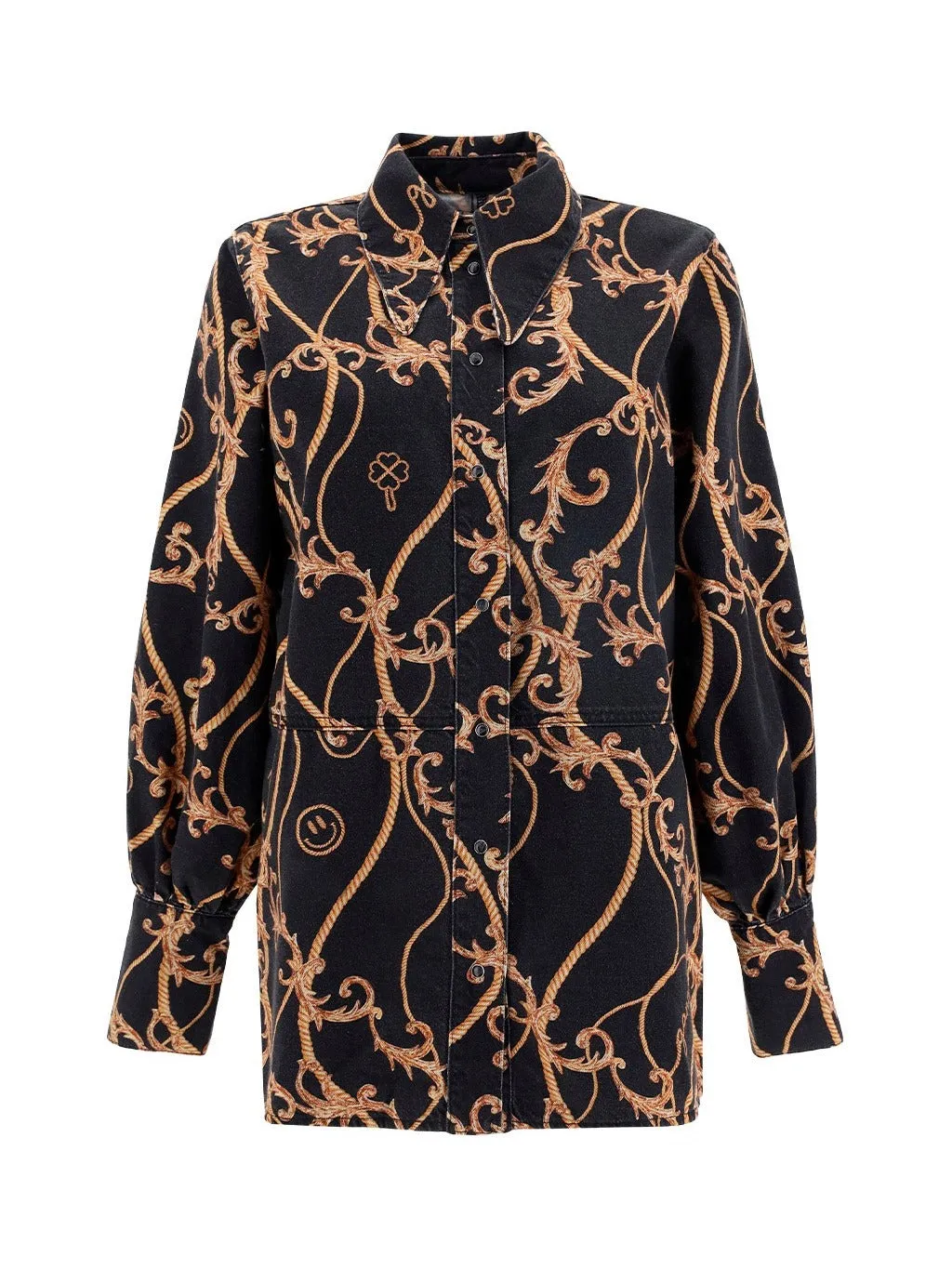 Ganni Baroque Print Long-Sleeved Shirt