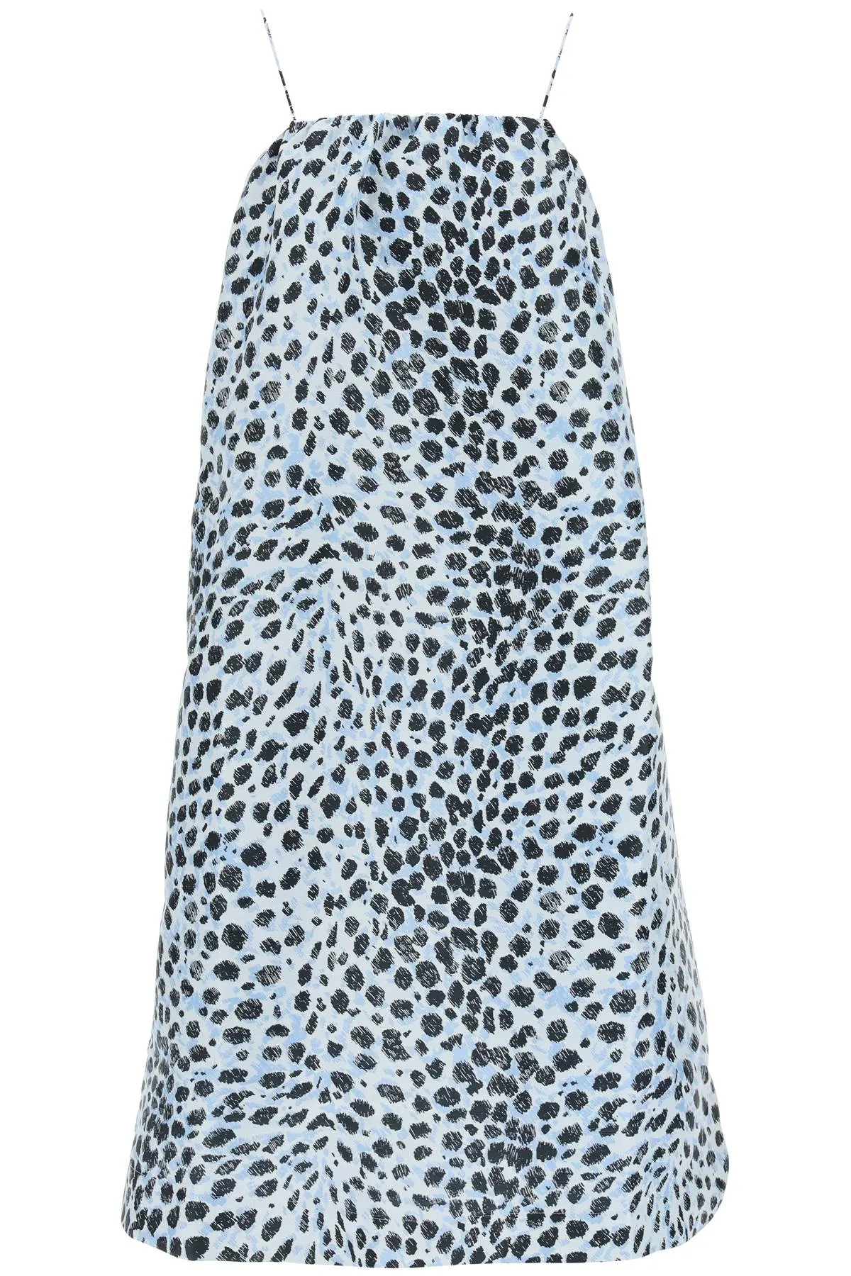 Ganni Printed Square-Neck Midi Dress