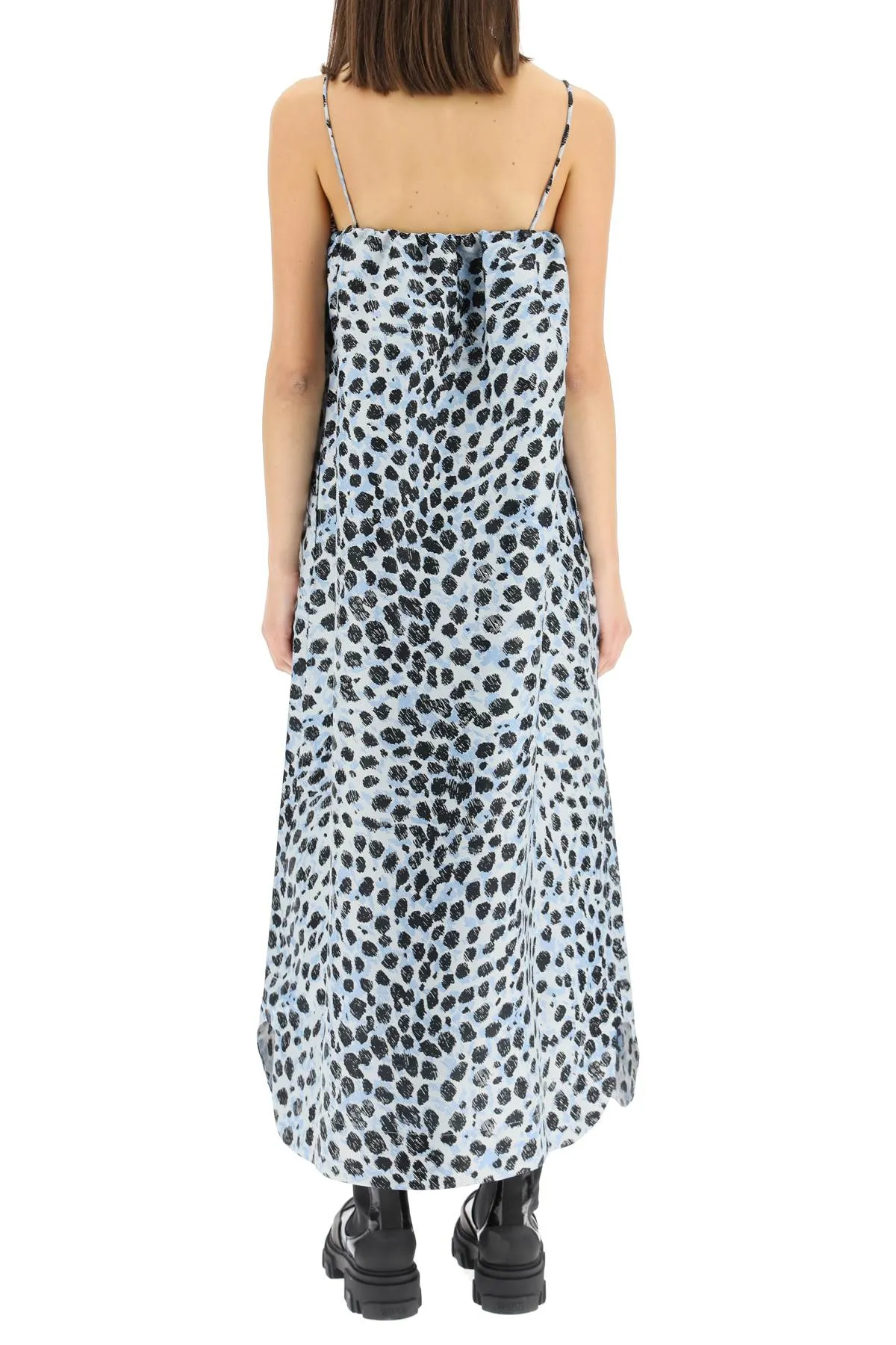 Ganni Printed Square-Neck Midi Dress