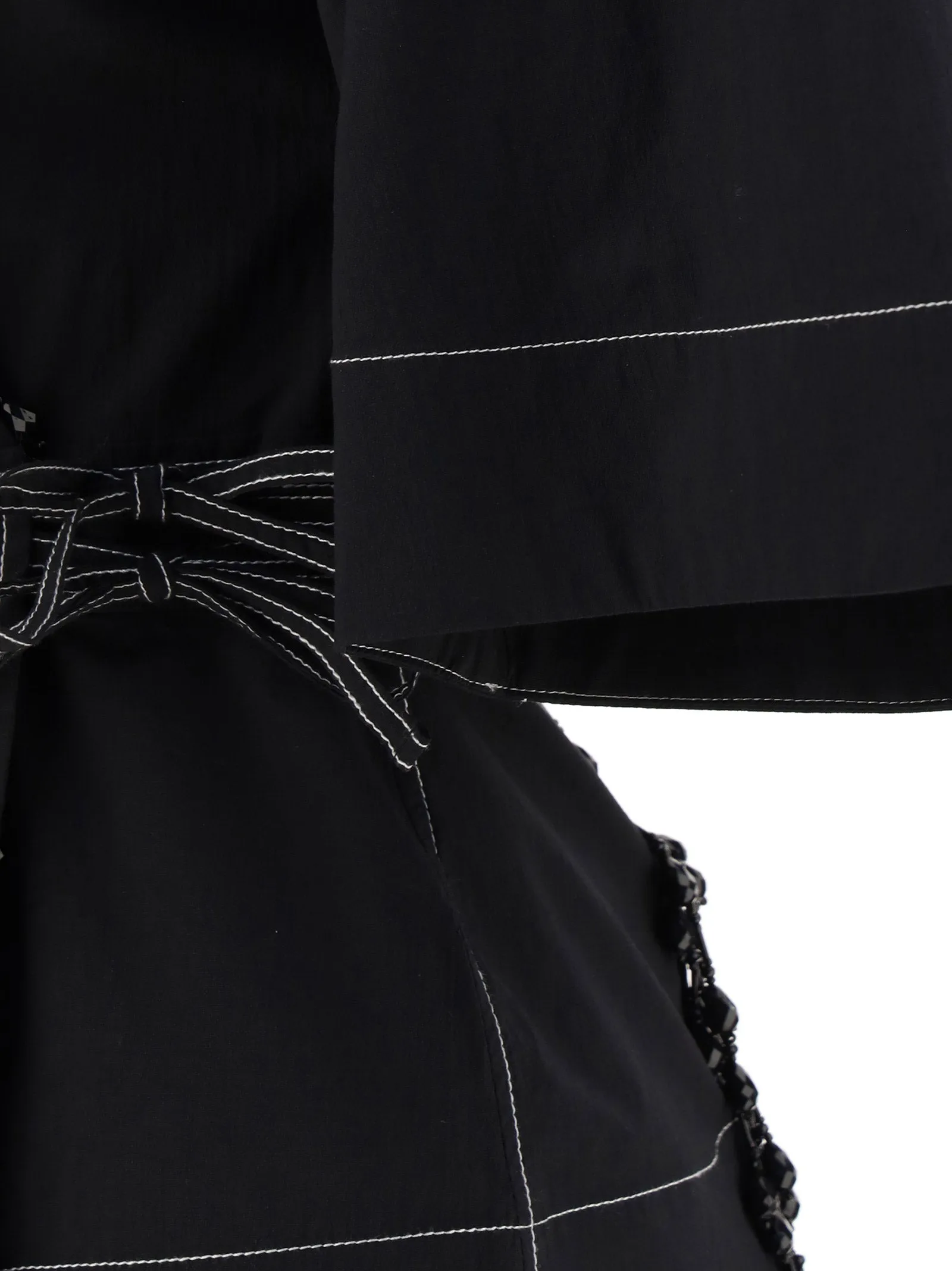 Ganni Short-Sleeved Beaded Wrap-Style Shirt