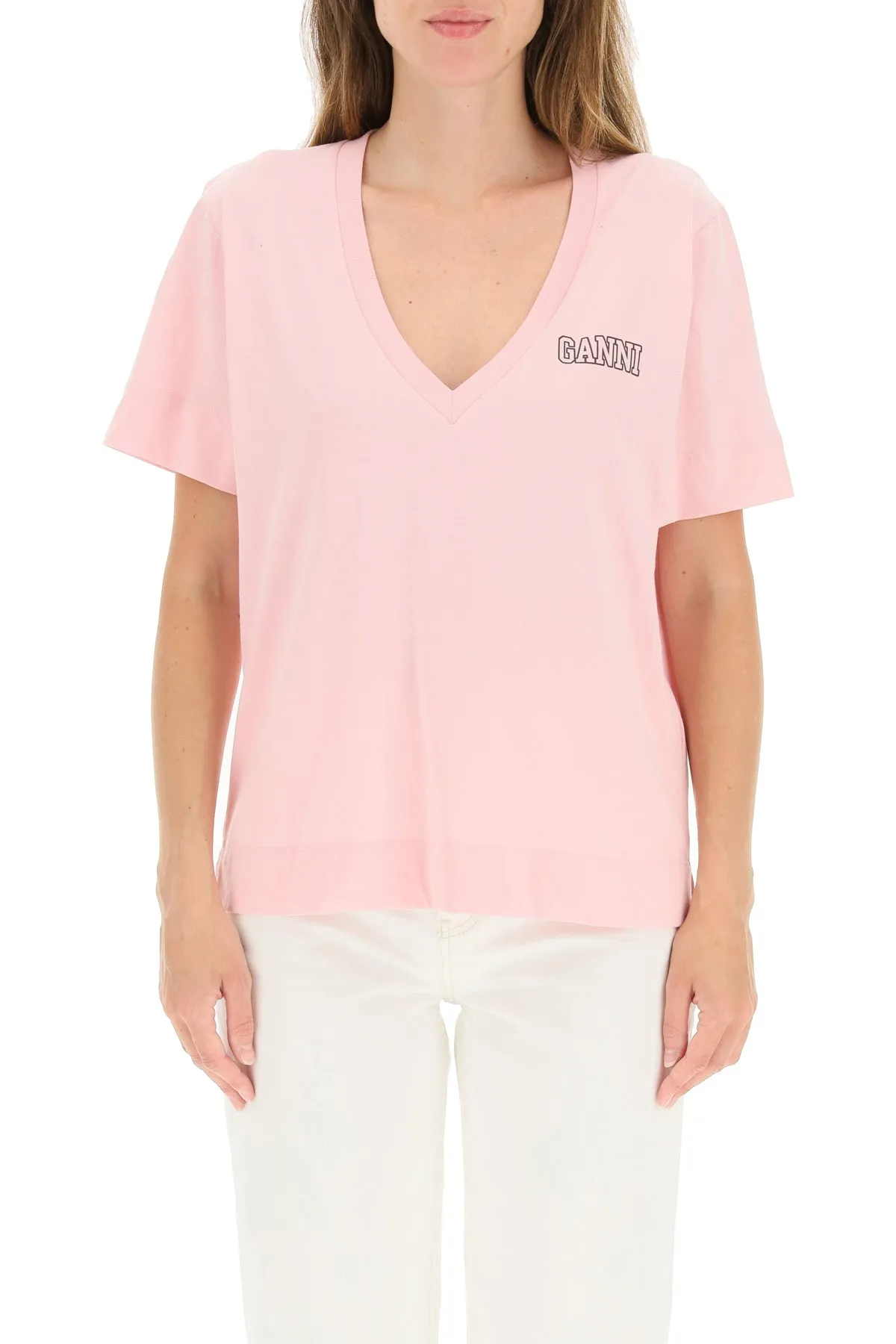 Ganni Software Jersey V-Neck T-Shirt