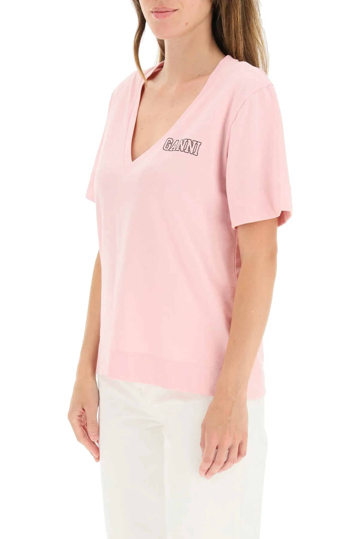 Ganni Software Jersey V-Neck T-Shirt