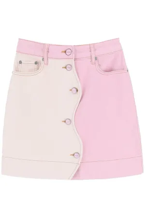 Ganni Two Tone Denim Mini Skirt