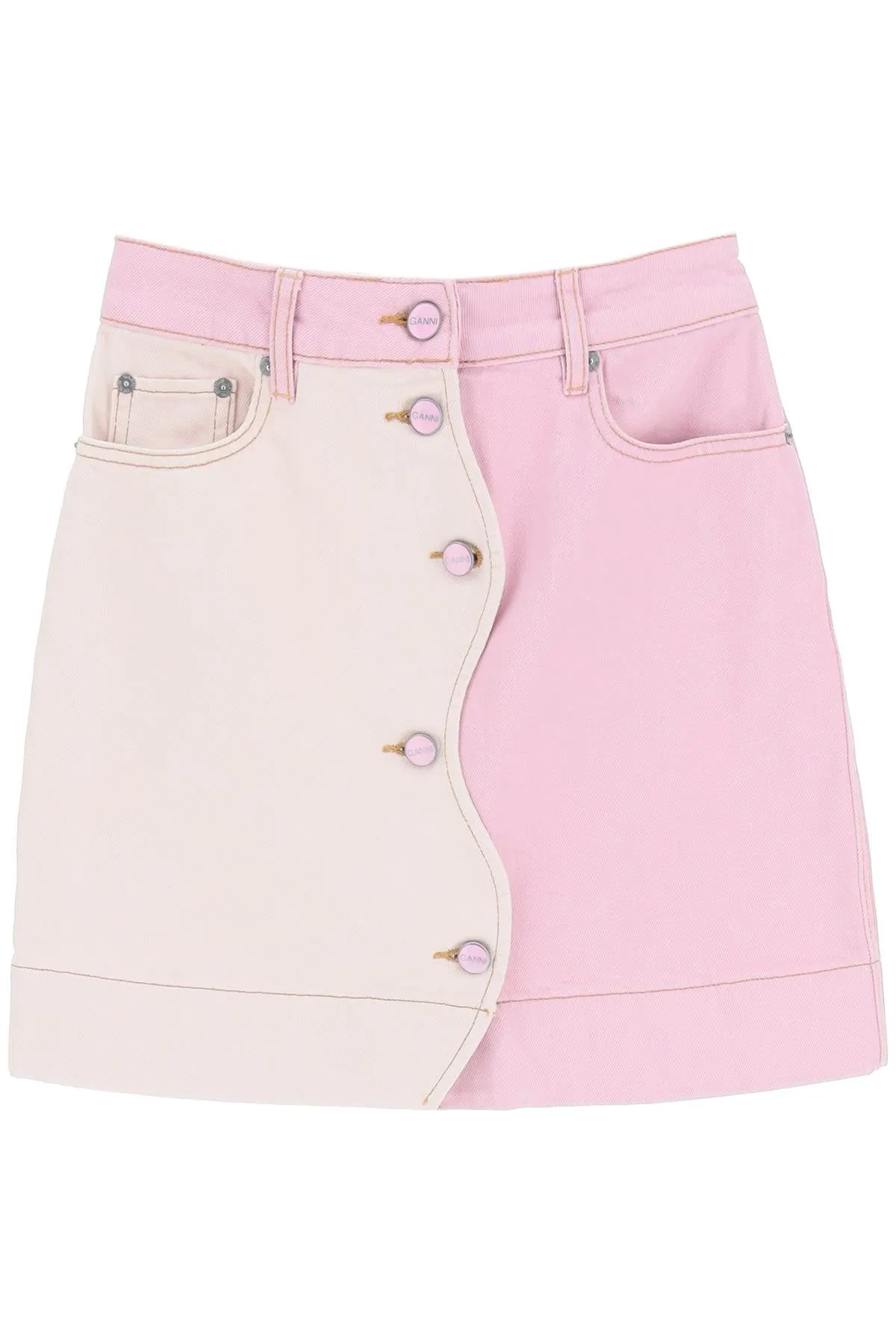 Ganni Two Tone Denim Mini Skirt