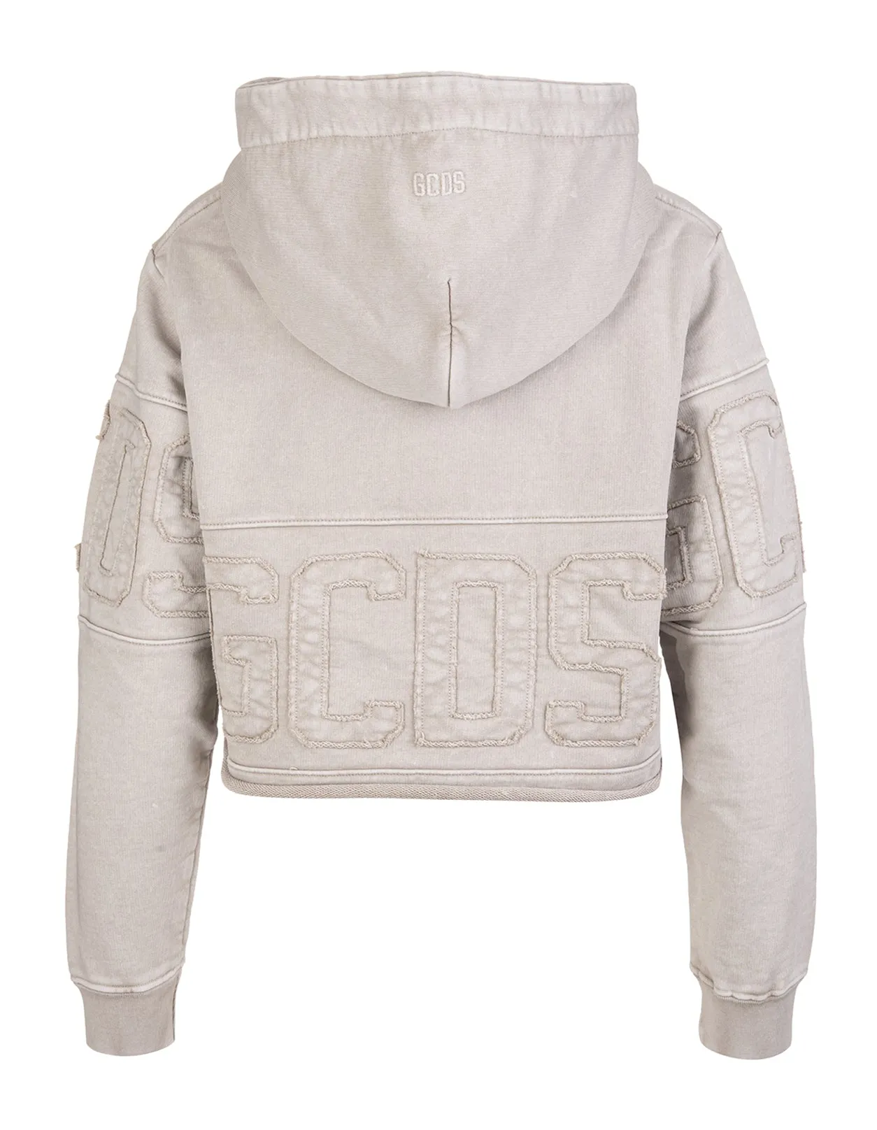 GCDS Overdyed Logo Band Cropped Hoodie
