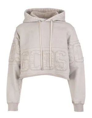 GCDS Overdyed Logo Band Cropped Hoodie