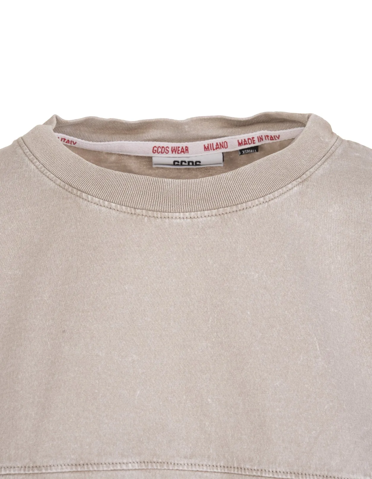 GCDS Overdyed Logo Band Cropped T-Shirt