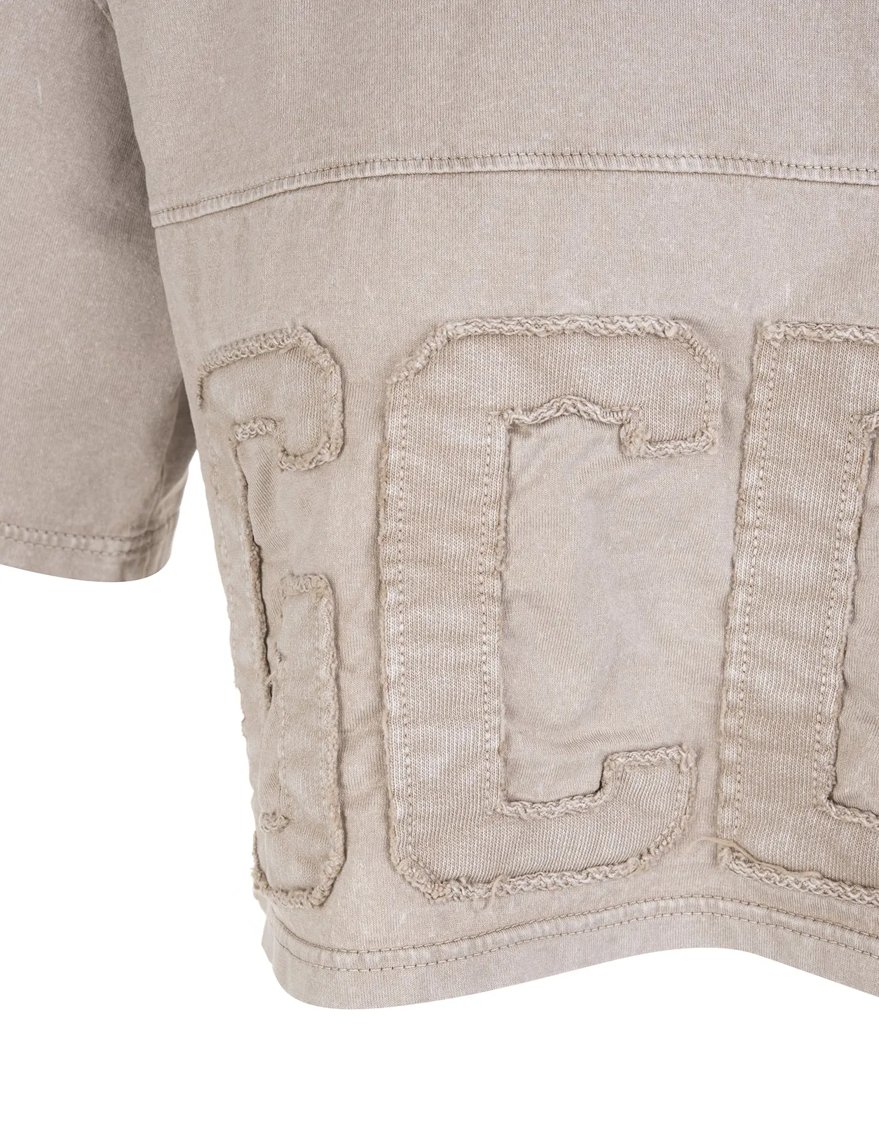 GCDS Overdyed Logo Band Cropped T-Shirt