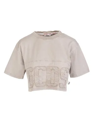 GCDS Overdyed Logo Band Cropped T-Shirt