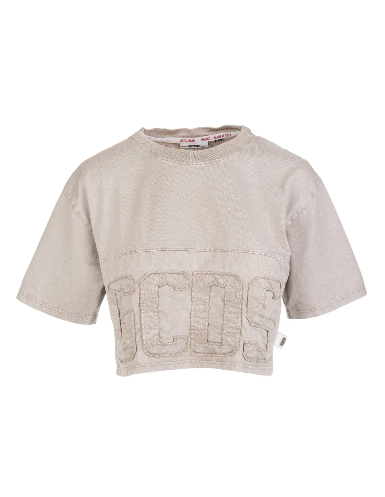 GCDS Overdyed Logo Band Cropped T-Shirt