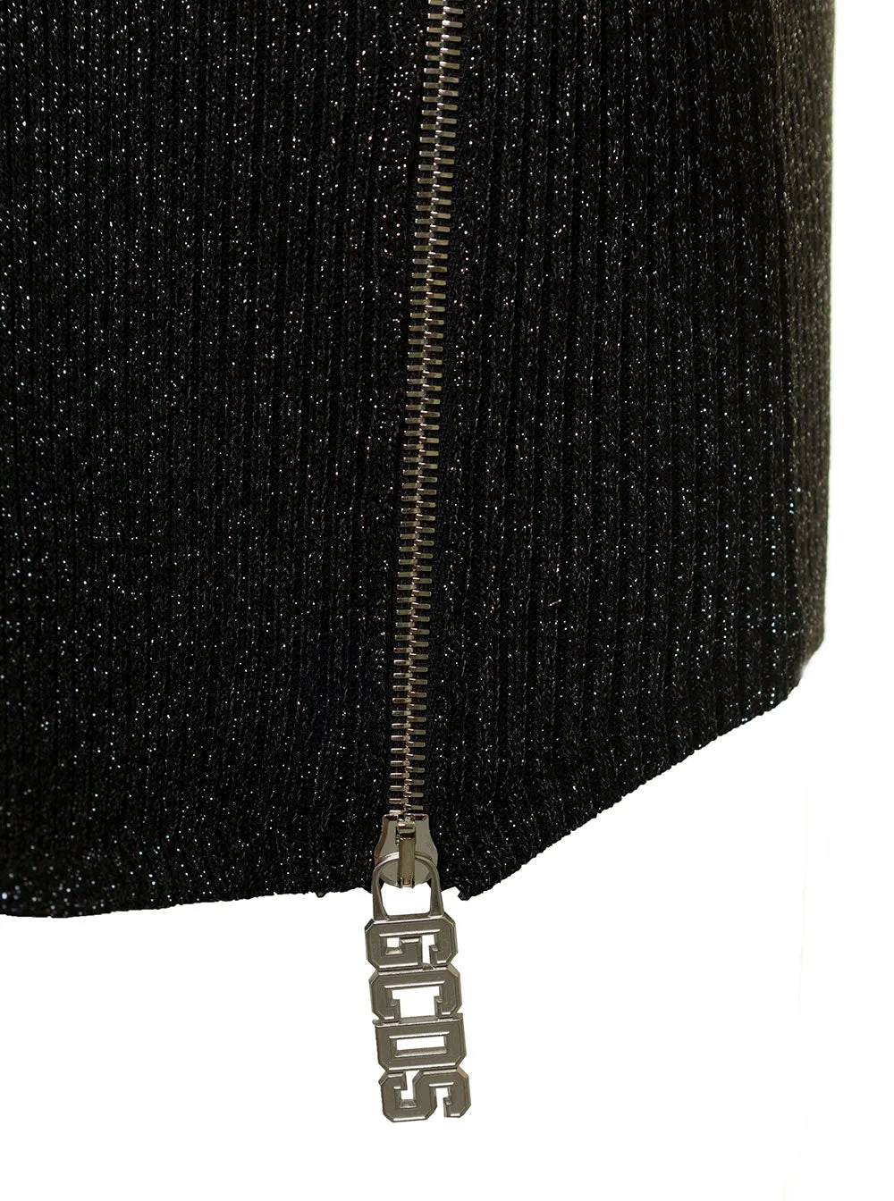 GCDS Ribbed Lurex Asymmetrical Mini Dress