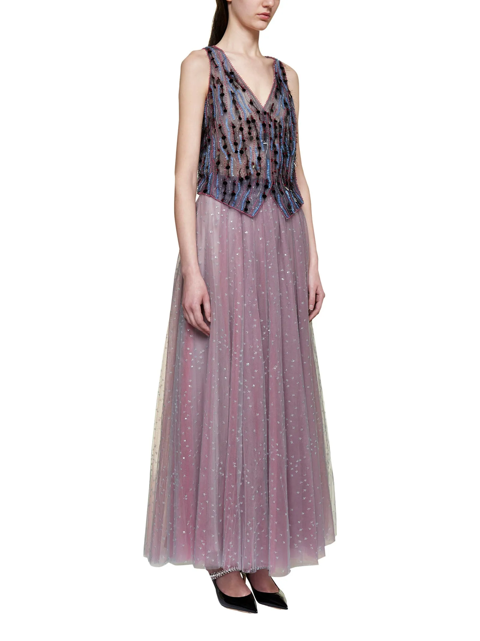 Giorgio Armani Sequinned Tulle Maxi Skirt