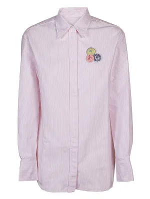 Golden Goose Deluxe Brand Badges Striped Buttoned Shirt