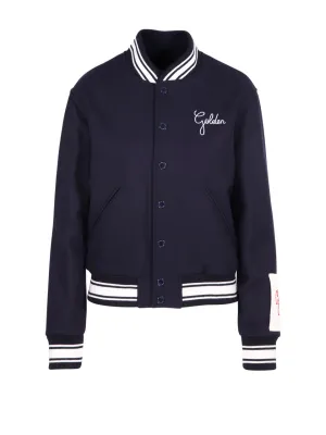 Golden Goose Deluxe Brand Logo Embroidered Striped Baseball Jacket