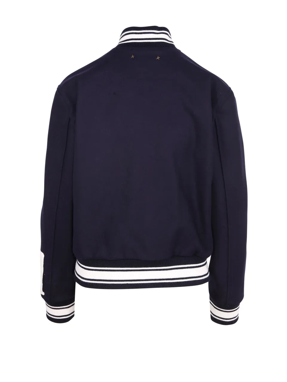 Golden Goose Deluxe Brand Logo Embroidered Striped Baseball Jacket