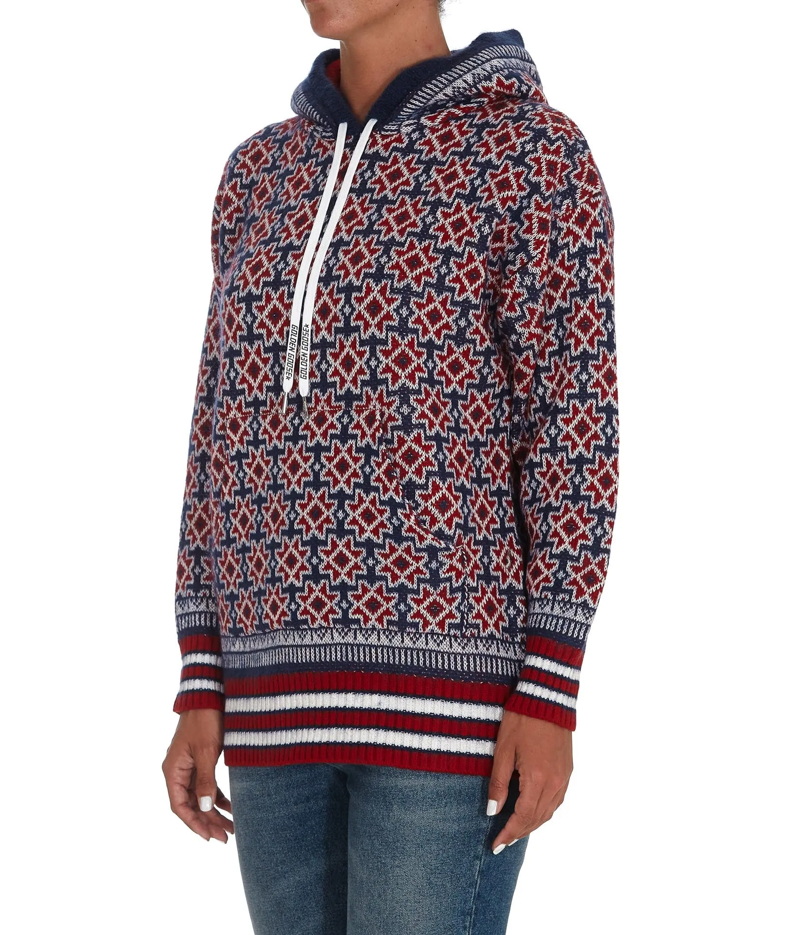 Golden Goose Deluxe Brand Star Detailed Drawstring Knitted Hoodie