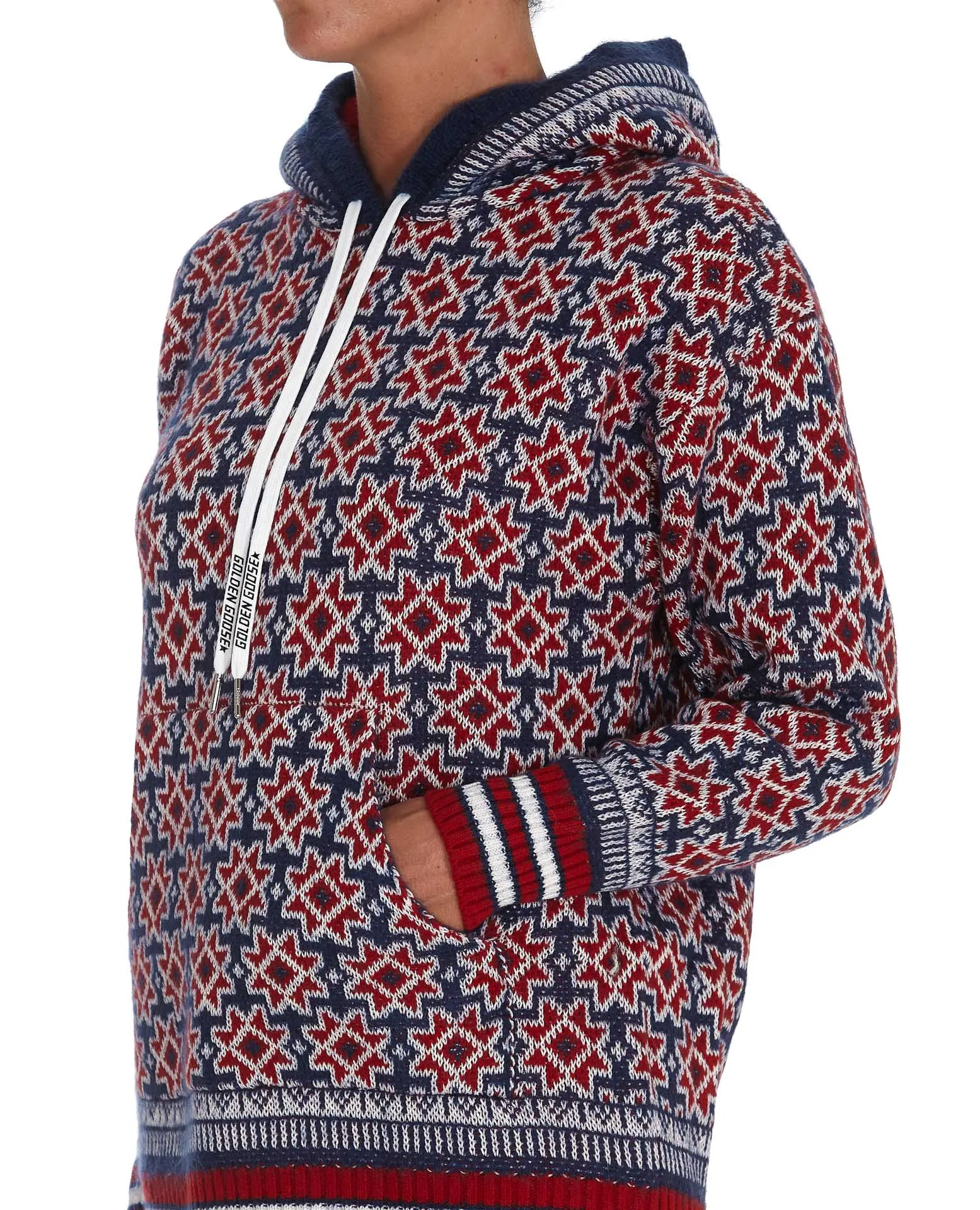 Golden Goose Deluxe Brand Star Detailed Drawstring Knitted Hoodie