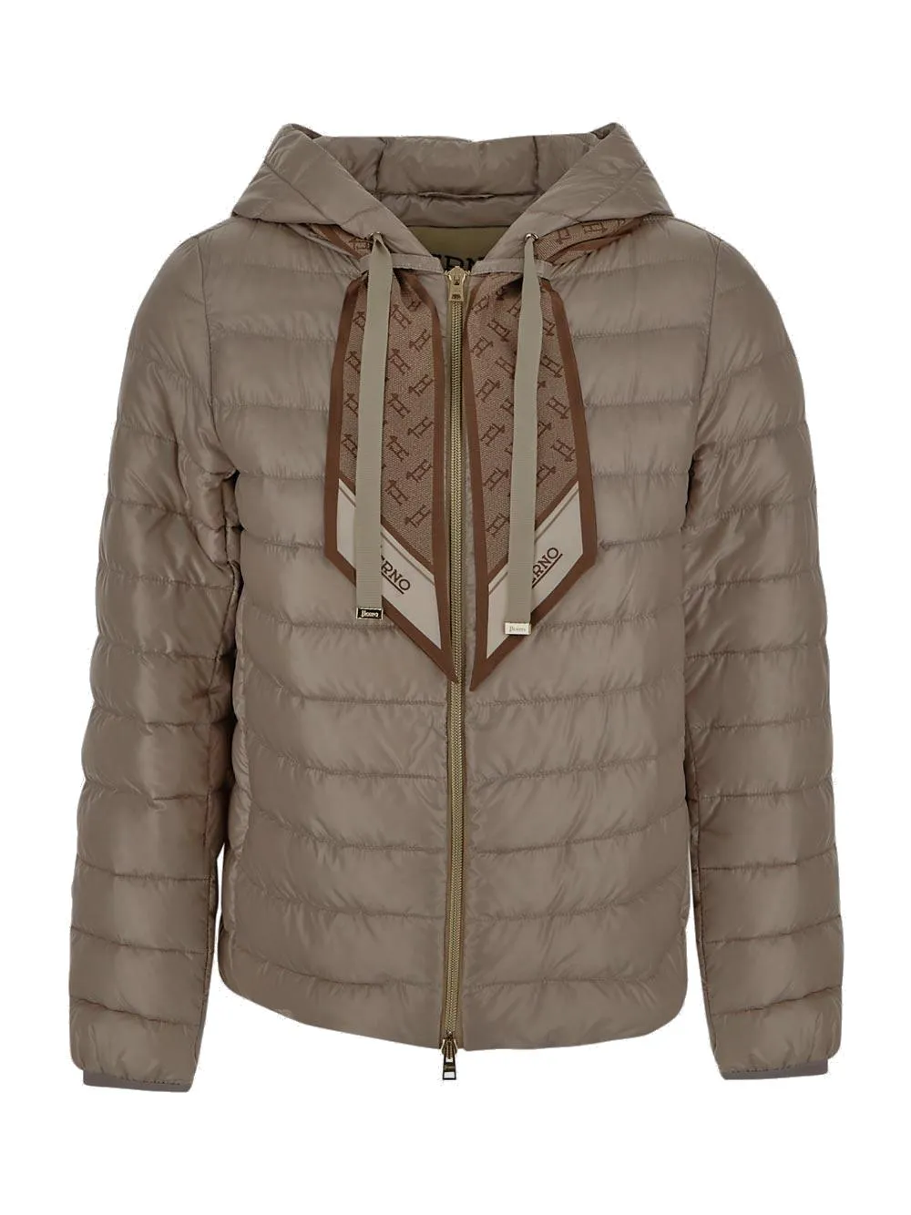 Herno Monogram Scarf Detailed Puffer Jacket