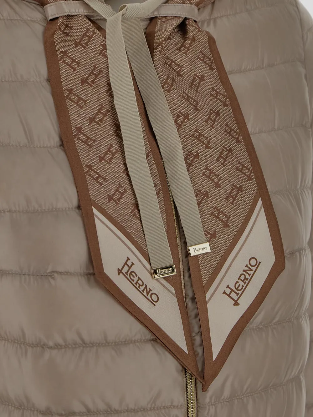 Herno Monogram Scarf Detailed Puffer Jacket