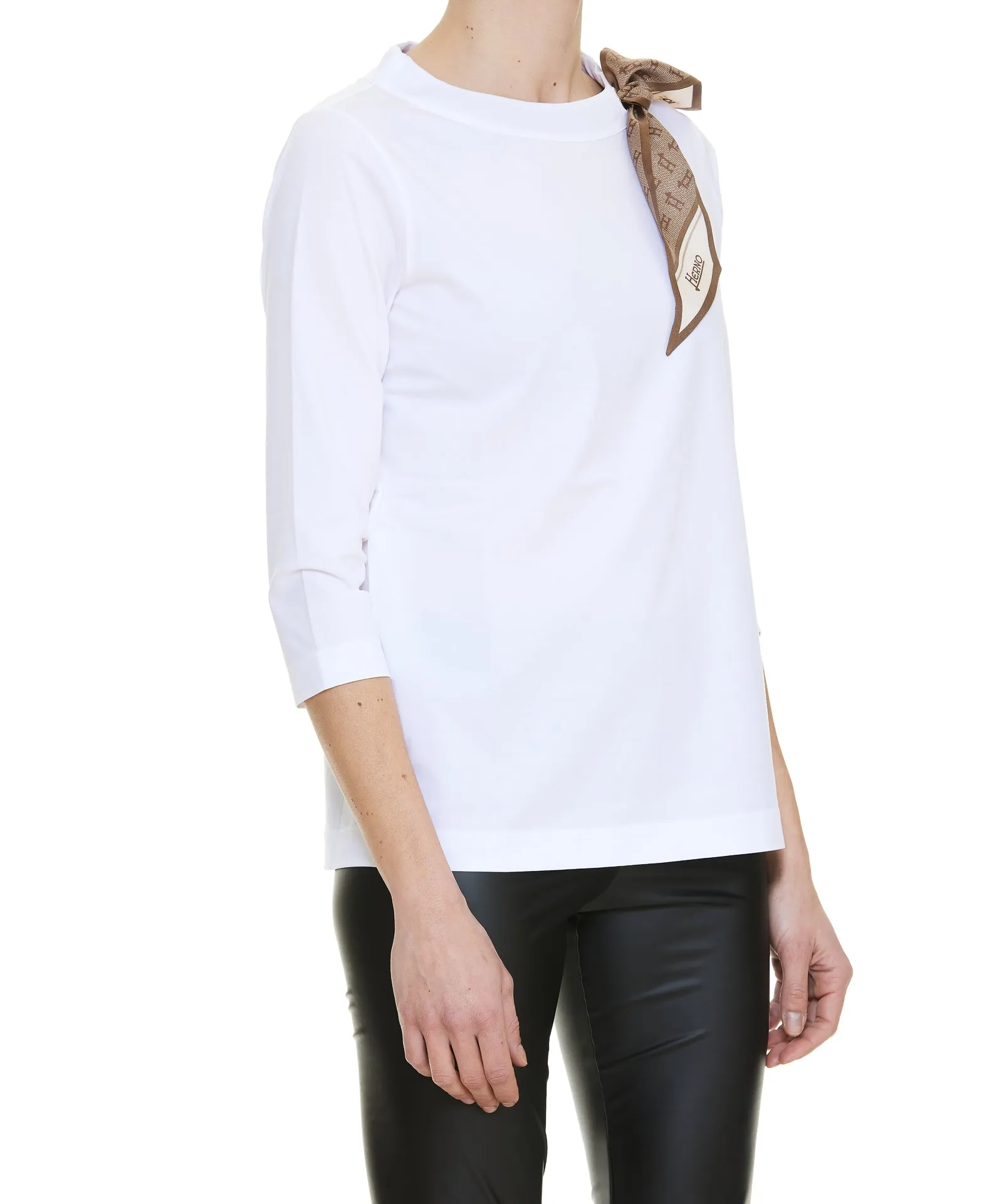 Herno Scarf-Detailed Raglan-Sleeve Top
