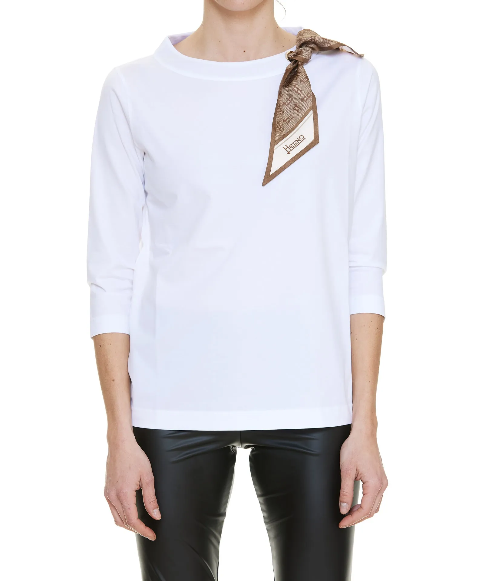 Herno Scarf-Detailed Raglan-Sleeve Top