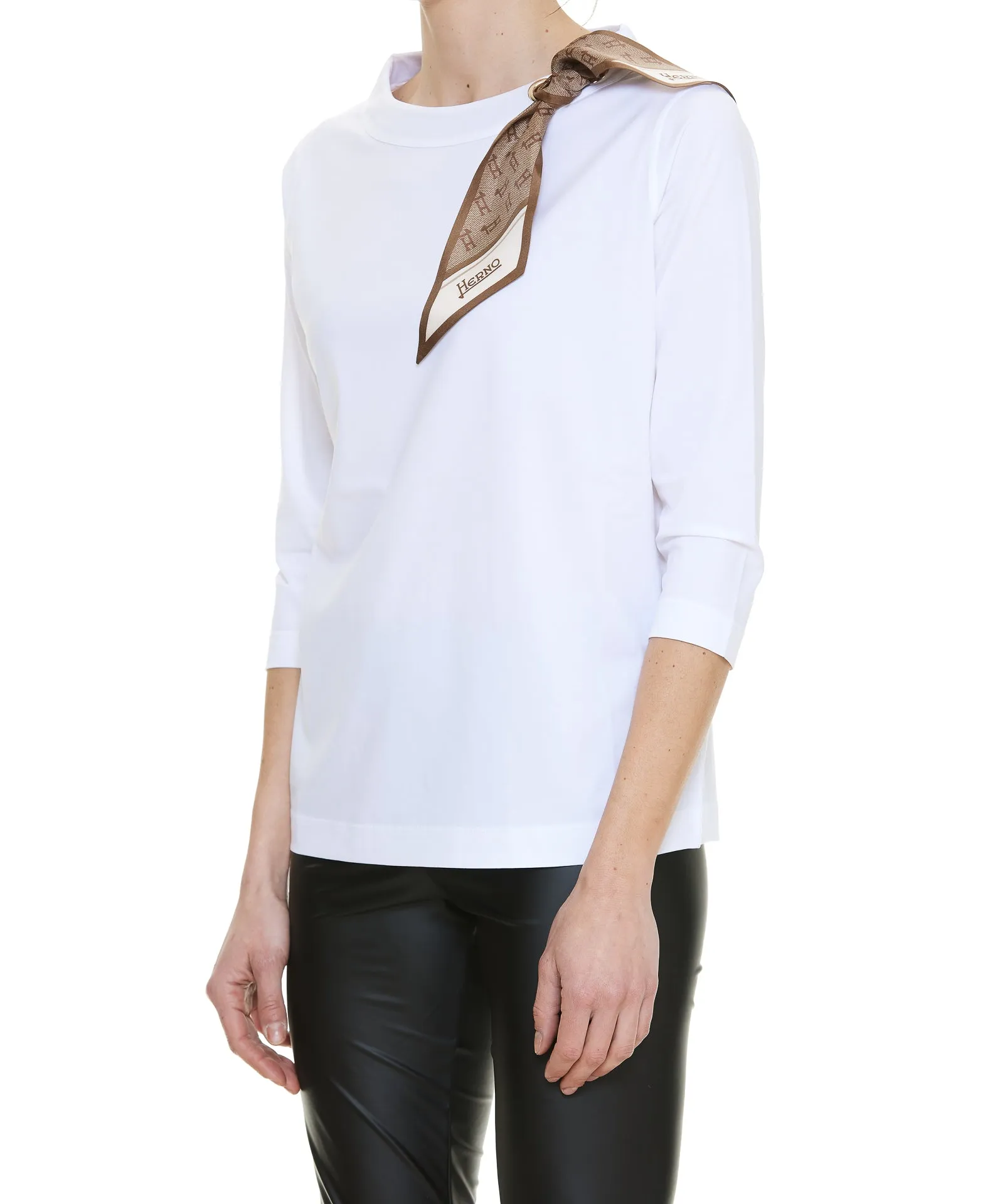 Herno Scarf-Detailed Raglan-Sleeve Top