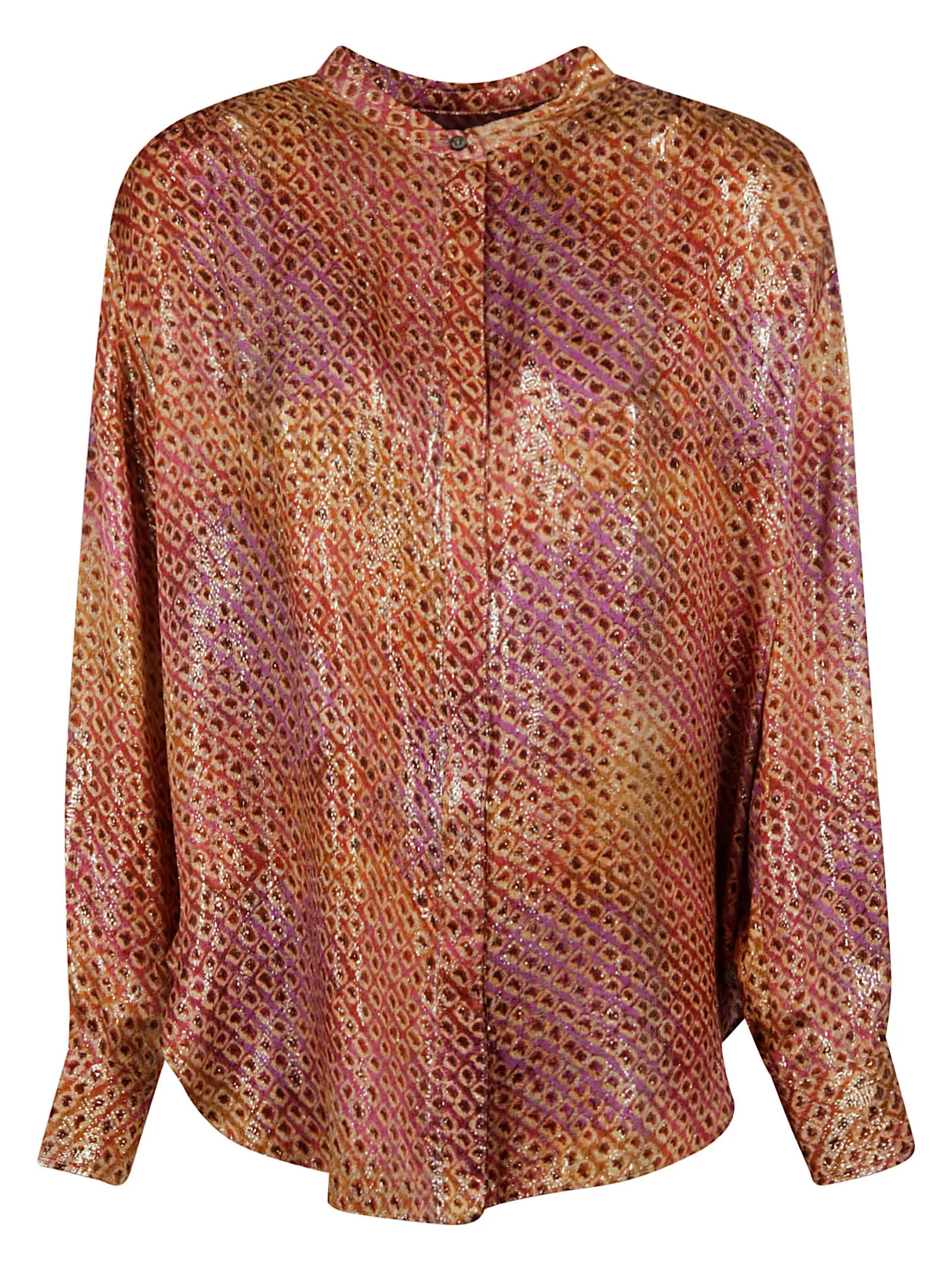 Isabel Marant Asymmetric Hem Iridescent-Effect Lurex Shirt