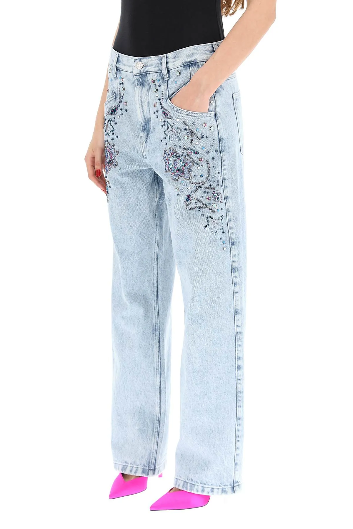 Isabel Marant Straight Leg Embellished Jeans