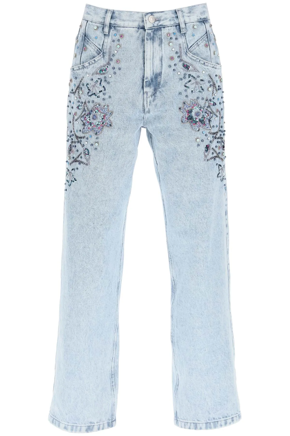 Isabel Marant Straight Leg Embellished Jeans