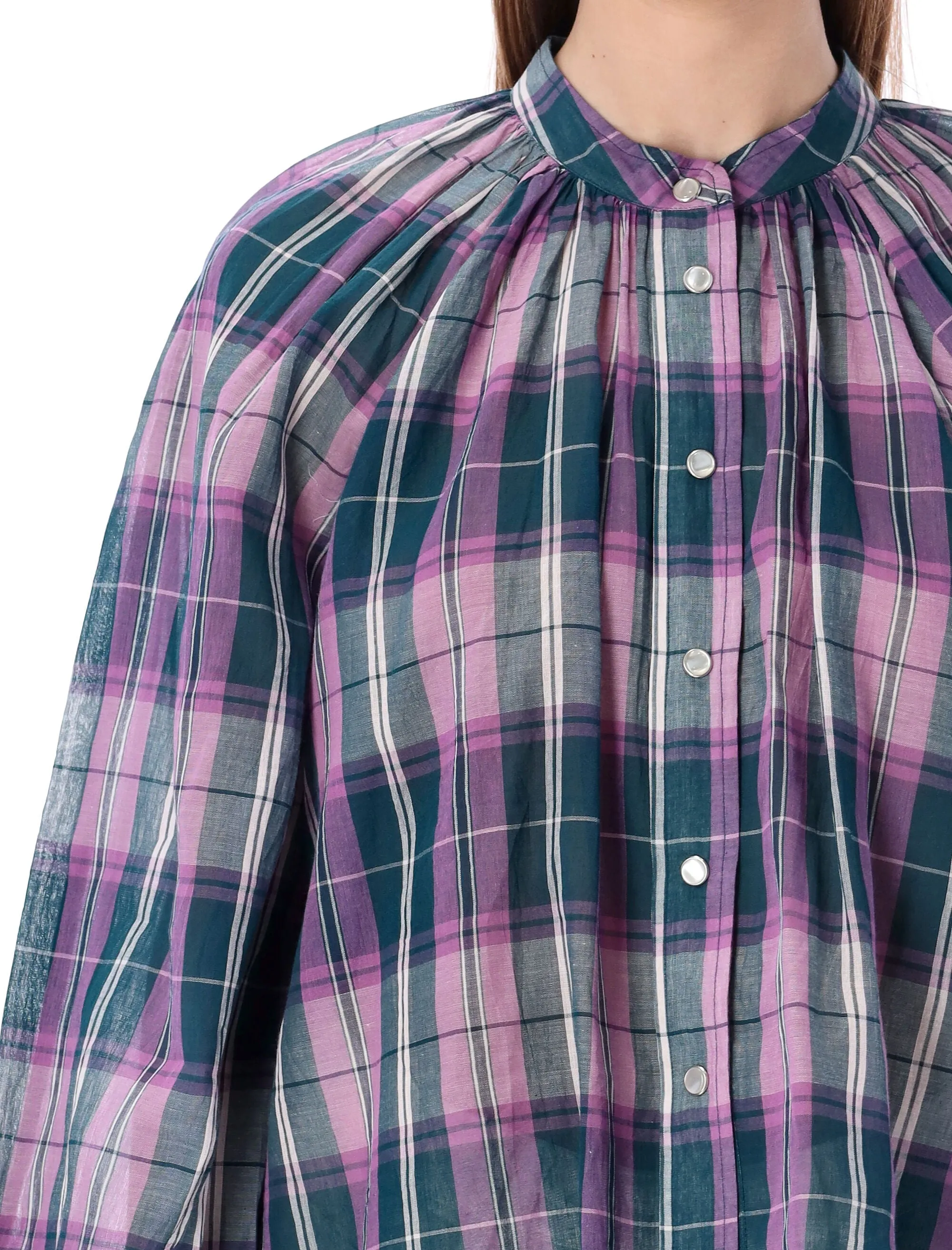 Isabel Marant toile Check Pattern Long Sleeved Shirt