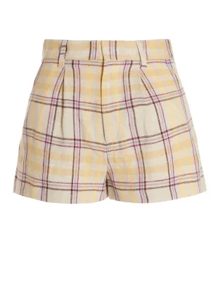 Isabel Marant toile Check Printed Pleated Shorts