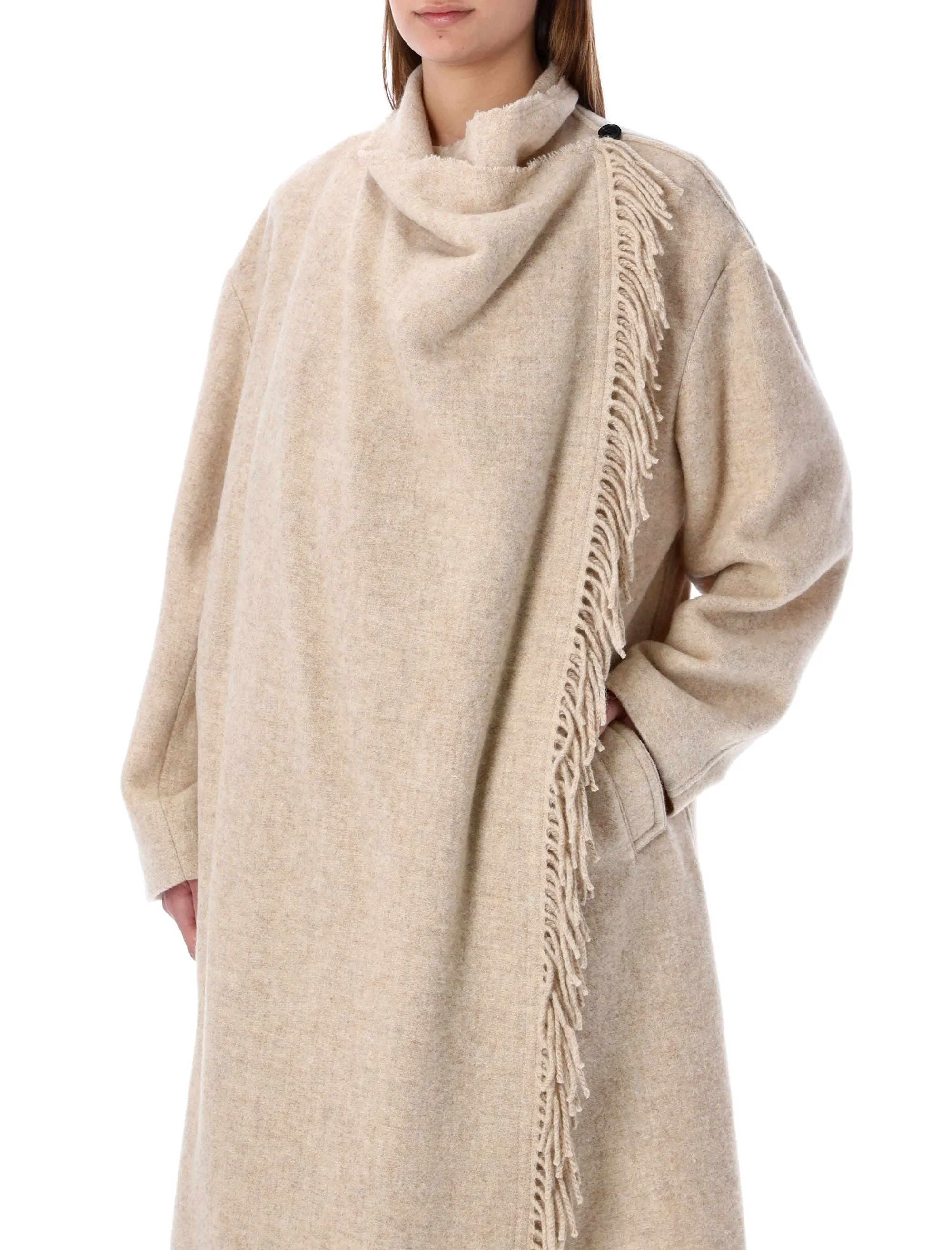 Isabel Marant toile Fleming Fringed Long Sleeved Coat