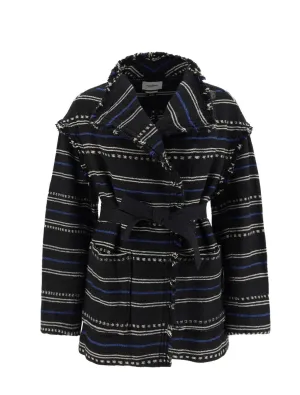 Isabel Marant toile Josialo Striped Belted Short Coat