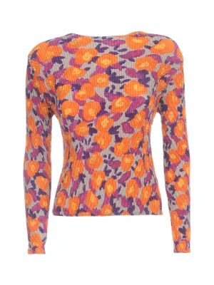Issey Miyake Floral Plisse-Effect Top